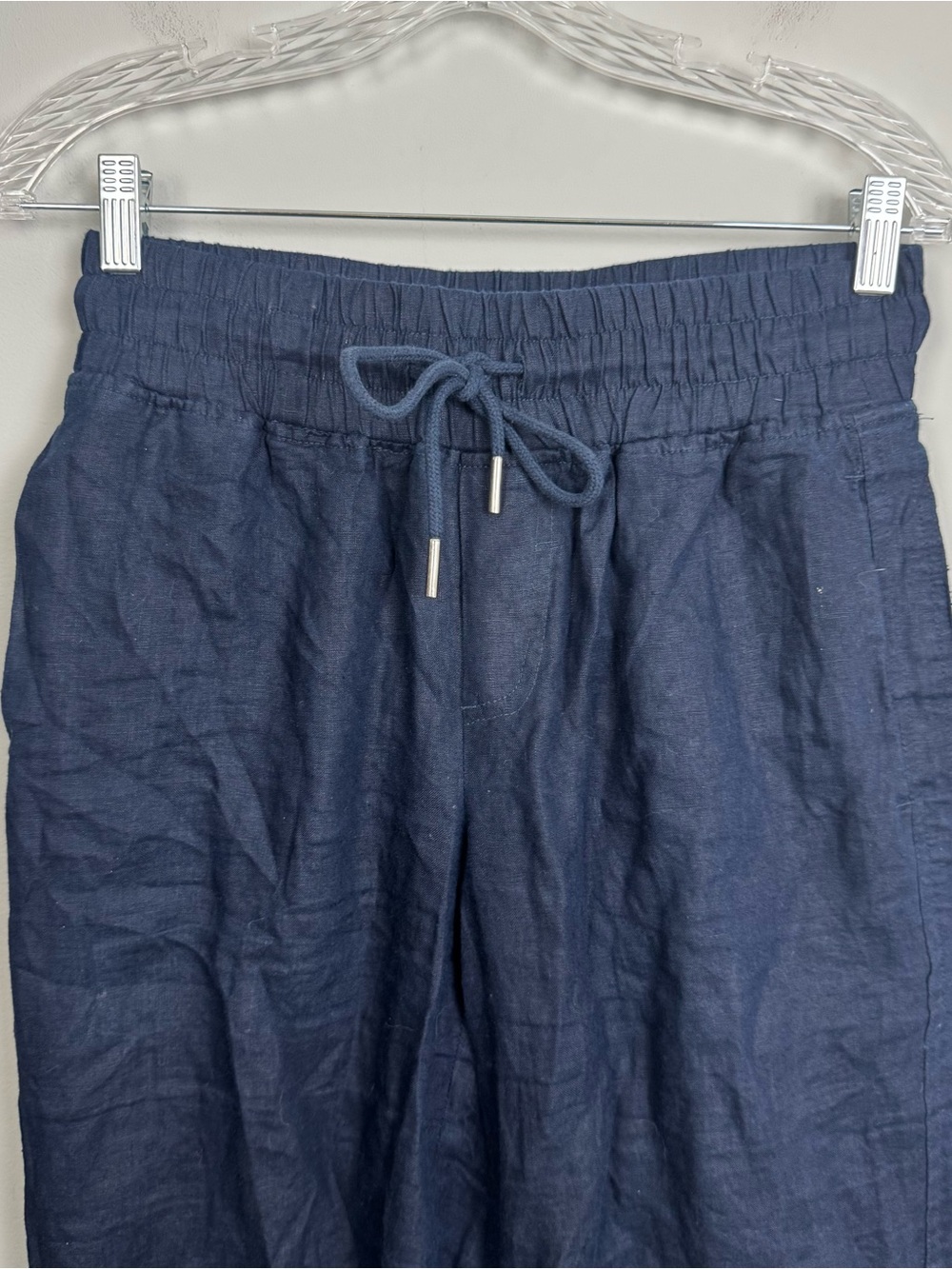 QUINCE | Navy Blue Elastic-Waist Linen Drawstring Pants Women’s Size Small - Picture 4 of 10
